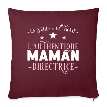 Maman Directrice idée cadeau métier humour Drôle - Housse de coussin décorative 45 x 45 cm - bordeaux - Devant