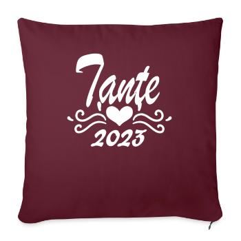 Tante 2023 - Werdende Tante - Tante werden - Sofakissenbezug 45 x 45 cm - Burgunderrot - Vorne