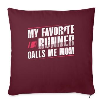 Ma coureuse préférée m’appelle Mom Runner Marathon - Housse de coussin décorative 45 x 45 cm - bordeaux - Devant