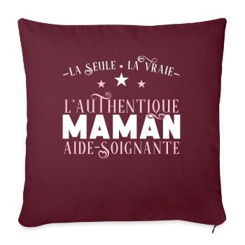 Maman Aide-soignante idée cadeau métier Humour - Housse de coussin décorative 45 x 45 cm - bordeaux - Devant