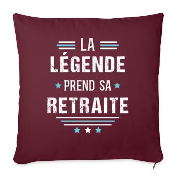 Retraité Idée cadeau Retraite humour carrière - Housse de coussin décorative 45 x 45 cm - bordeaux - Devant