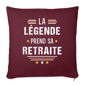 Retraité retraite cadeau de départ humour carrière - Housse de coussin décorative 45 x 45 cm - bordeaux - Devant