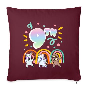 9. Geburtstag Dabbing Llama Einhorn Faultier | 9. - Sofakissenbezug 45 x 45 cm - Burgunderrot - Vorne