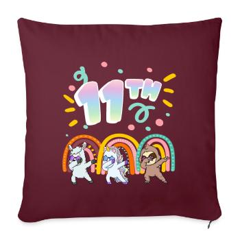 11. Geburtstag Dabbing Llama Einhorn Faultier | - Sofakissenbezug 45 x 45 cm - Burgunderrot - Vorne