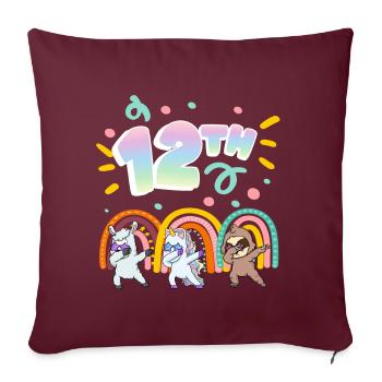 12. Geburtstag Dabbing Llama Einhorn Faultier | - Sofakissenbezug 45 x 45 cm - Burgunderrot - Vorne