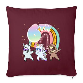 6. Geburtstag Dabbing Llama Einhorn Faultier | 6. - Sofakissenbezug 45 x 45 cm - Burgunderrot - Vorne