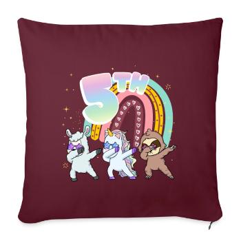 5th Birthday Dabbing Llama Einhorn Faultier | 5th - Sofakissenbezug 45 x 45 cm - Burgunderrot - Vorne