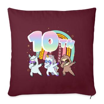 10. Geburtstag Dabbing Llama Einhorn Faultier | - Sofakissenbezug 45 x 45 cm - Burgunderrot - Vorne