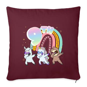 9. Geburtstag Dabbing Llama Einhorn Faultier | 9. - Sofakissenbezug 45 x 45 cm - Burgunderrot - Vorne