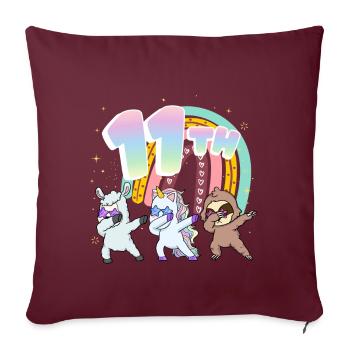 11. Geburtstag Dabbing Llama Einhorn Faultier | - Sofakissenbezug 45 x 45 cm - Burgunderrot - Vorne