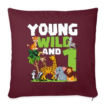 Junge Wilde Und 1 | Safari-tier-themen-geburtstag - Sofakissenbezug 45 x 45 cm - Burgunderrot - Vorne
