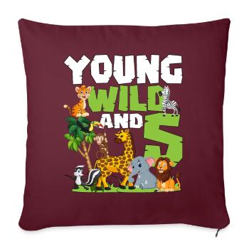 Junge Wilde Und 5 | Safari-tier-themen-geburtstag - Sofakissenbezug 45 x 45 cm - Burgunderrot - Vorne