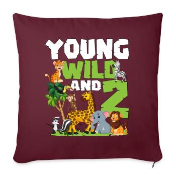 Junge Wilde Und 2 | Safari-tier-themen-geburtstag - Sofakissenbezug 45 x 45 cm - Burgunderrot - Vorne