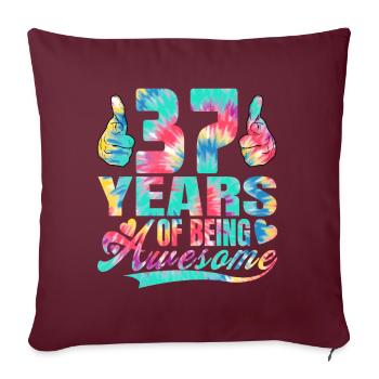 37e anniversaire ou anniversaire 37 ans d’existence - Housse de coussin décorative 45 x 45 cm - bordeaux - Devant