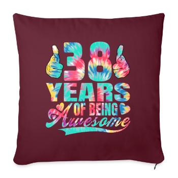 38e anniversaire ou anniversaire 38 ans d’existence - Housse de coussin décorative 45 x 45 cm - bordeaux - Devant