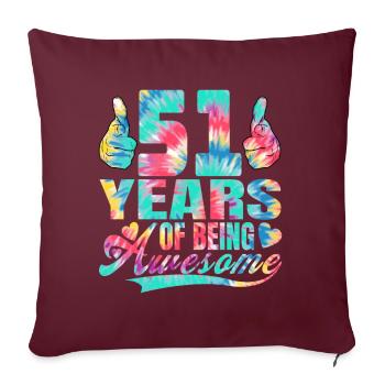 51e anniversaire ou anniversaire 51 ans d’existence - Housse de coussin décorative 45 x 45 cm - bordeaux - Devant