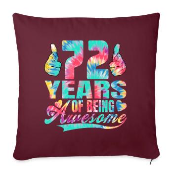 72e anniversaire ou anniversaire 72 ans d’existence - Housse de coussin décorative 45 x 45 cm - bordeaux - Devant