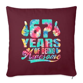 67e anniversaire ou anniversaire 67 ans d’existence - Housse de coussin décorative 45 x 45 cm - bordeaux - Devant