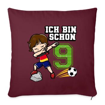 Fußballjunge It's My 9. Geburtstag Deutsche Flagge - Sofakissenbezug 45 x 45 cm - Burgunderrot - Vorne