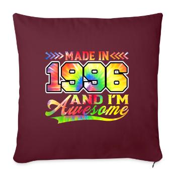 Fabriqué en 1996 et je suis génial Tie Dye coloré - Housse de coussin décorative 45 x 45 cm - bordeaux - Devant
