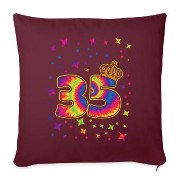 Tie-dye fête d’anniversaire 35 ans 35 ans - Housse de coussin décorative 45 x 45 cm - bordeaux - Devant