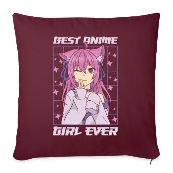 Meilleure anime girl de tous les | Anime Lover | Chemise Otaku - Housse de coussin décorative 45 x 45 cm - bordeaux - Devant