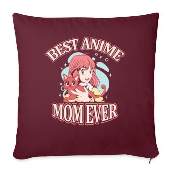 Meilleure maman anime de tous les | Anime Lover | | de chemise Otaku - Housse de coussin décorative 45 x 45 cm - bordeaux - Devant
