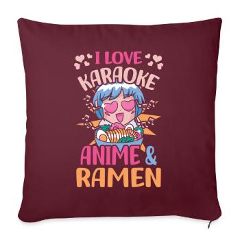 Karaoké Anime | Anime Lover | Amateurs d’anime | - Housse de coussin décorative 45 x 45 cm - bordeaux - Devant