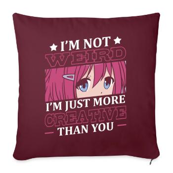 Pas étrange, je suis juste plus créatif | - Housse de coussin décorative 45 x 45 cm - bordeaux - Devant