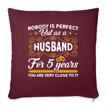 5. Hochzeitstag Paardesign 5 Jahre Ehe - Sofakissenbezug 45 x 45 cm - Burgunderrot - Vorne