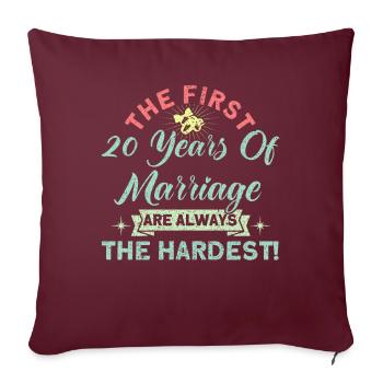 20e anniversaire de mariage Couple Design 20 ans de mariage - Housse de coussin décorative 45 x 45 cm - bordeaux - Devant