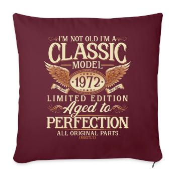 Né en 1972 Vintage Cadeau d’anniversaire - Housse de coussin décorative 45 x 45 cm - bordeaux - Devant
