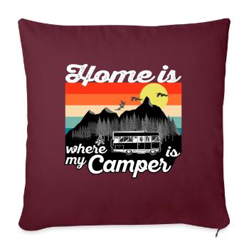 Zu Hause ist wo mein Camper steht - Vintage Sunset - Sofakissenbezug 45 x 45 cm - Burgunderrot - Vorne