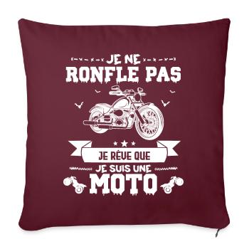 je ne ronfle pas je rêve que je suis une moto ! - Housse de coussin décorative 45 x 45 cm - bordeaux - Devant