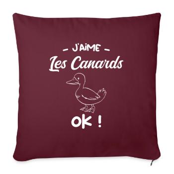 J’aime les canards ok ?! - Housse de coussin décorative 45 x 45 cm - bordeaux - Devant