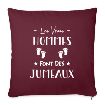 les vrais hommes font des jumeaux | cadeau !! - Housse de coussin décorative 45 x 45 cm - bordeaux - Devant