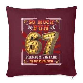 67ème anniversaire 67 ans Vintage-Rétro Fun-Anniversaire - Housse de coussin décorative 45 x 45 cm - bordeaux - Devant
