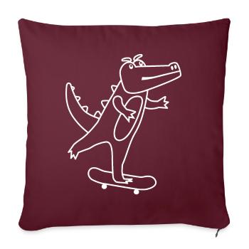 Freundliches Cartoon Krokodile auf Skateboard. - Sofakissenbezug 45 x 45 cm - Burgunderrot - Vorne