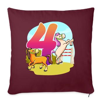 4ème anniversaire Équitation Cheval Thème Quatre Fête - Housse de coussin décorative 45 x 45 cm - bordeaux - Devant