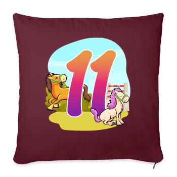 11ème anniversaire Équitation à cheval Thème Onze Fête - Housse de coussin décorative 45 x 45 cm - bordeaux - Devant