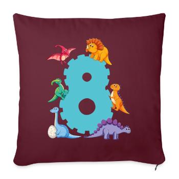 8e anniversaire | Chemise d’anniversaire de dinosaure | - Housse de coussin décorative 45 x 45 cm - bordeaux - Devant