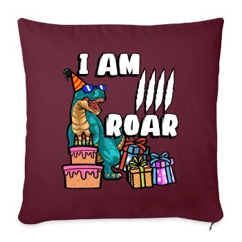 Je suis 4 Roar | Chemise d’anniversaire de dinosaure | - Housse de coussin décorative 45 x 45 cm - bordeaux - Devant