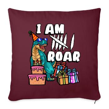 Je suis 6 Roars | Chemise d’anniversaire de dinosaure - Housse de coussin décorative 45 x 45 cm - bordeaux - Devant