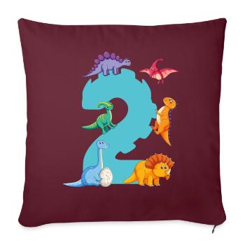 2ème anniversaire | Chemise d’anniversaire de dinosaure | - Housse de coussin décorative 45 x 45 cm - bordeaux - Devant
