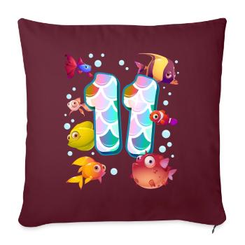 11e anniversaire | | d’anniversaire de poisson arc-en-ciel - Housse de coussin décorative 45 x 45 cm - bordeaux - Devant