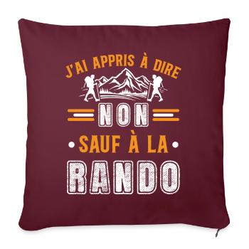 Randonnée Idée cadeau randonneur humour - Housse de coussin décorative 45 x 45 cm - bordeaux - Devant