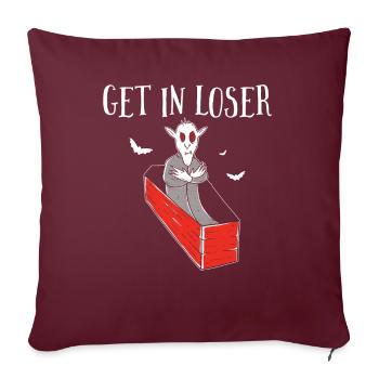 Get In Loser, Vampire Monster dans le cercueil - Housse de coussin décorative 45 x 45 cm - bordeaux - Devant
