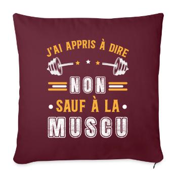 Musculation Sport. Citation Sportif Drôle Workout - Housse de coussin décorative 45 x 45 cm - bordeaux - Devant