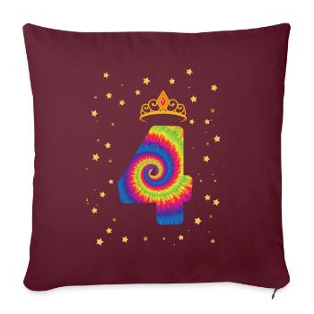 4. Geburtstag Krone | Tie Dye Themed Geburtstag | - Sofakissenbezug 45 x 45 cm - Burgunderrot - Vorne