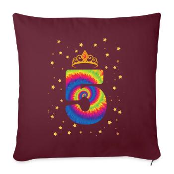5. Geburtstag Krone | Tie Dye Themed Geburtstag | - Sofakissenbezug 45 x 45 cm - Burgunderrot - Vorne